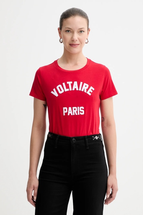 ZADIG&VOLTAIRE t-shirt bawełniany damski kolor czerwony JWTS02837 - zdjęcie produktu nr 1