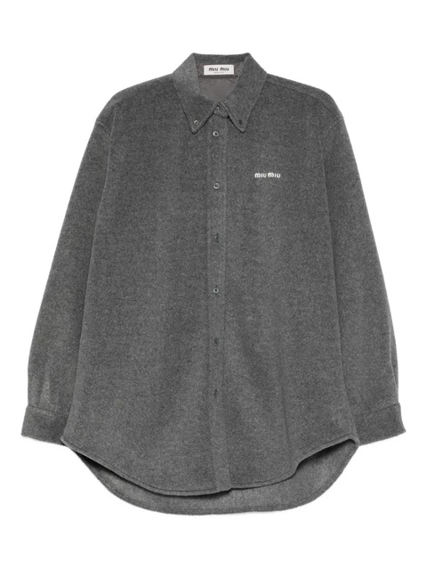 Miu Miu logo-embroidered shirt - Grey - zdjęcie produktu nr 1