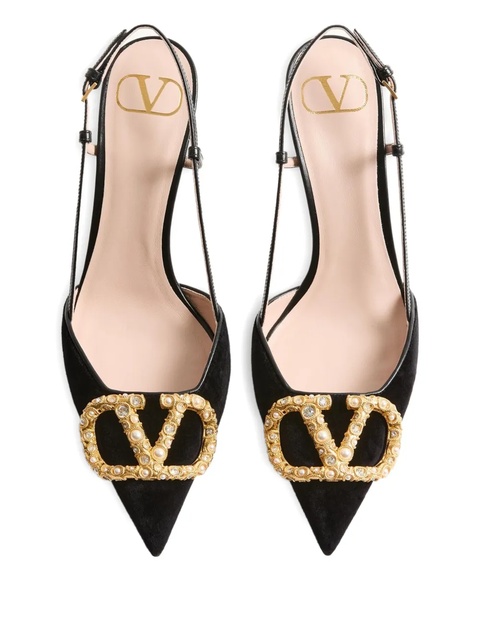 Valentino Garavani 80mm VLogo Signature slingback pumps - Black - zdjęcie produktu nr 2