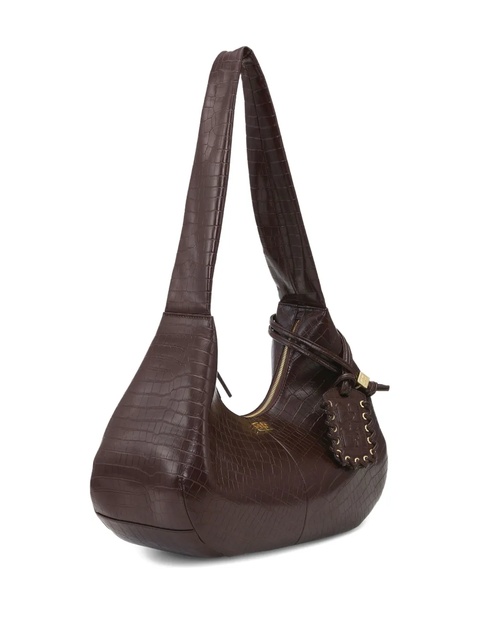 GANNI medium croc-embossed shoulder bag - Brown - zdjęcie produktu nr 2