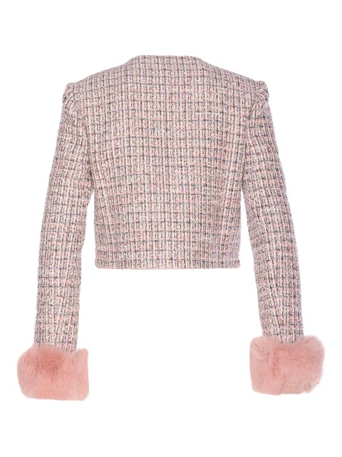 Self-Portrait crystal-embellished tweed jacket - Pink - zdjęcie produktu nr 2