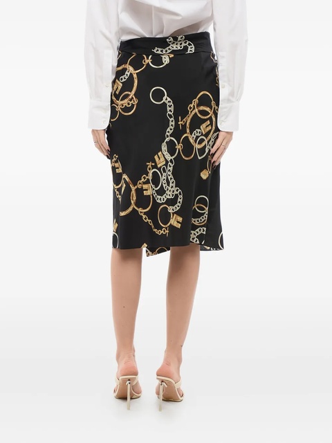 ETRO chain-print draped midi skirt - Black - zdjęcie produktu nr 2