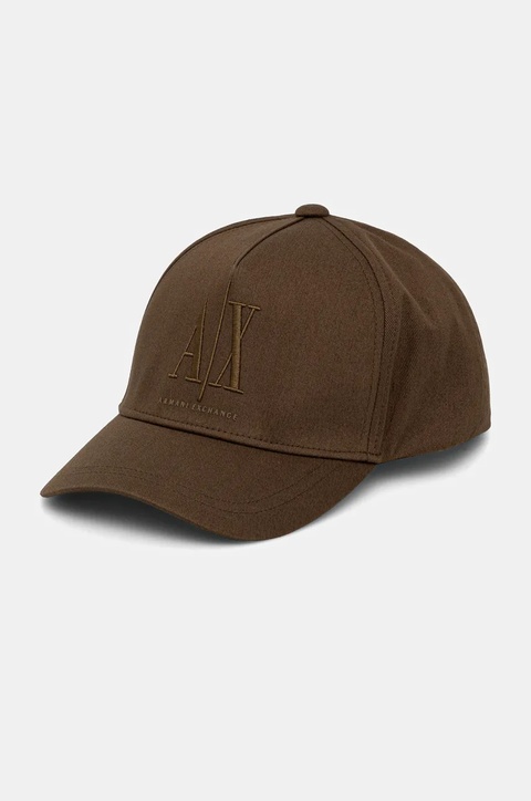 Armani Exchange czapka z daszkiem bawełniana kolor zielony z nadrukiem XW001179 AF14711 - zdjęcie produktu nr 1