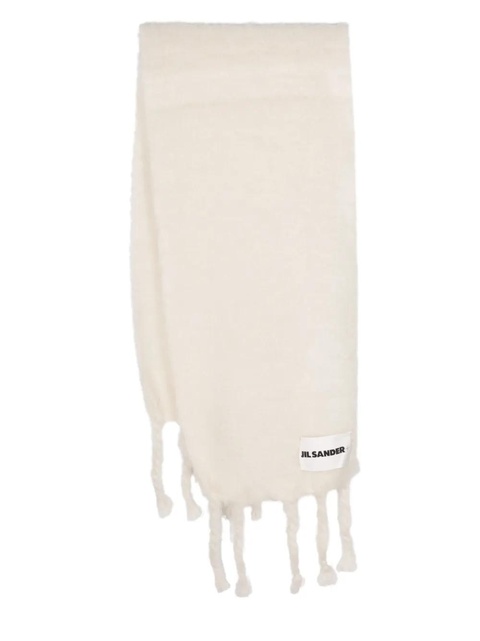Jil Sander logo-patch chunky-knit scarf - White - zdjęcie produktu nr 1