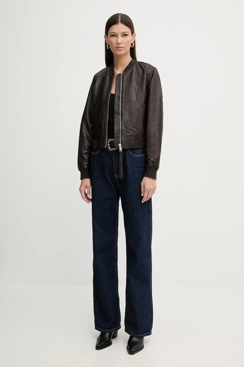 AllSaints kurtka skórzana ORTEN BOMBER JACKET damska kolor czerwony W072LB - zdjęcie produktu nr 2