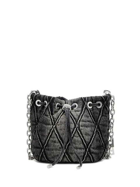 Diesel small CHARM-D quilted chain bucket bag - Black - zdjęcie produktu nr 1
