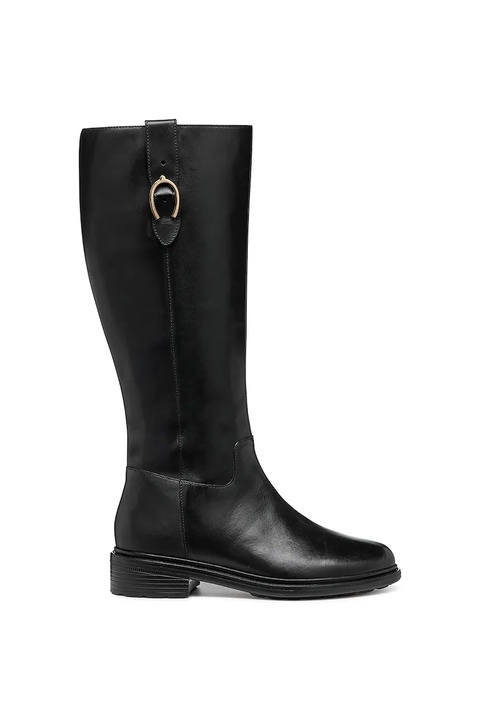 Geox kozaki skórzane D WALK PLEASURE damskie kolor czarny na płaskim obcasie D46TGD 00043 C9999 - zdjęcie produktu nr 1