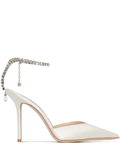 Jimmy Choo Saeda 100mm crystal-anklet pumps - White - zdjęcie produktu nr 1