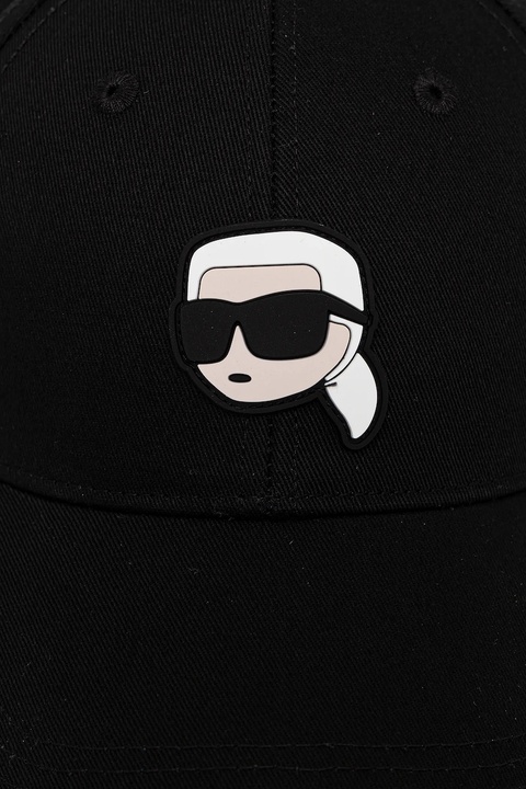 Karl Lagerfeld czapka z daszkiem bawełniana kolor czarny z aplikacją A1W33037 - zdjęcie produktu nr 2