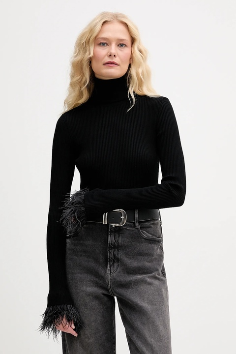 Aniye By sweter damski kolor czarny lekki z golfem 181051 - zdjęcie produktu nr 1