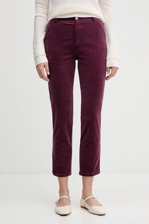 United Colors of Benetton spodnie sztruksowe kolor granatowy fason cygaretki high waist 4MIQDF07W - zdjęcie produktu nr 2