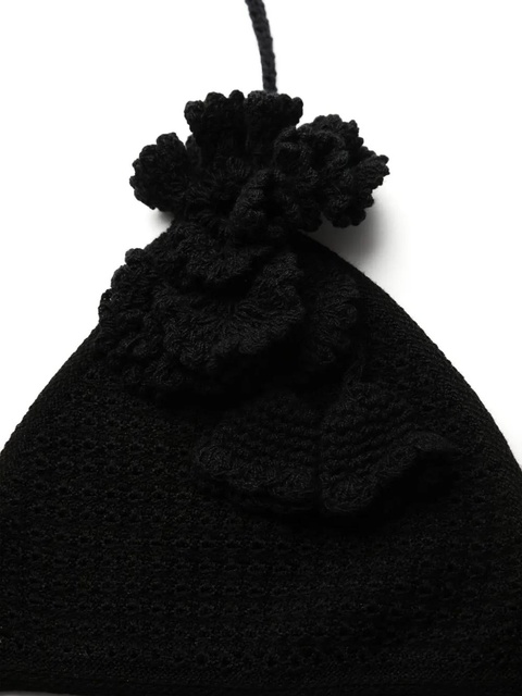 Self-Portrait crochet-knit bikini top - Black - zdjęcie produktu nr 2