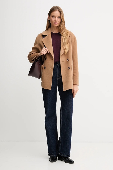 United Colors of Benetton sweter z domieszką wełny damski kolor bordowy 1035D1P17 - zdjęcie produktu nr 2