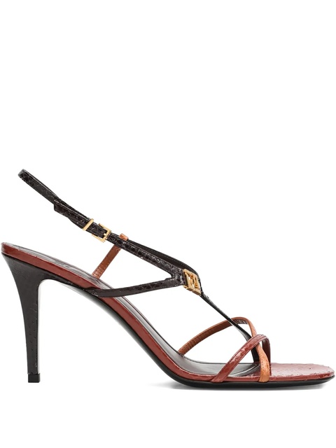 FENDI 85mm leather FFold heeled sandals - Red - zdjęcie produktu nr 1