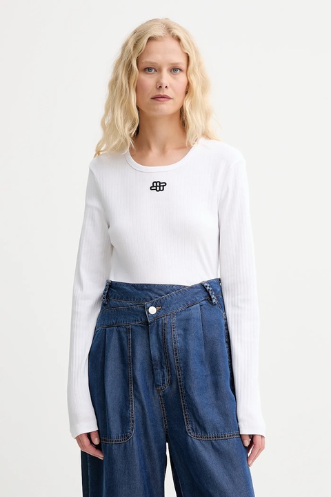 MUNTHE longsleeve bawełniany POTE kolor biały 252110225264 - zdjęcie produktu nr 1