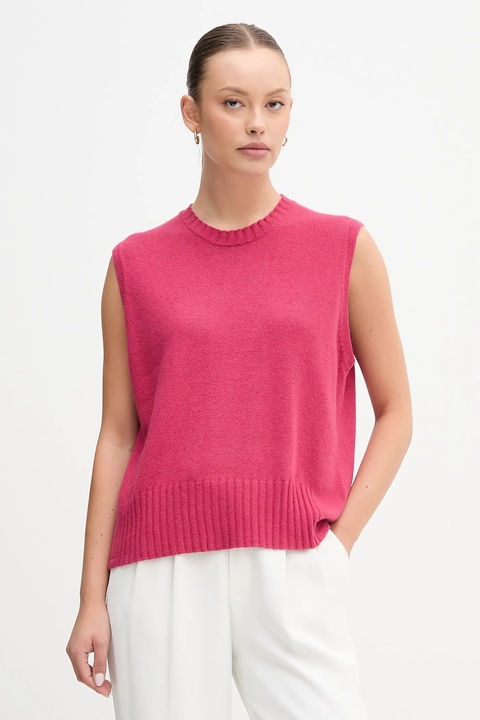 United Colors of Benetton kamizelka z dodatkiem wełny kolor różowy lekki 126WD10BA - zdjęcie produktu nr 1