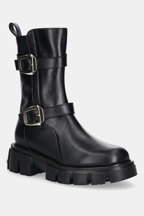 Love Moschino botki skórzane damskie kolor czarny na platformie JA24095G1NIA0000 - zdjęcie produktu nr 1