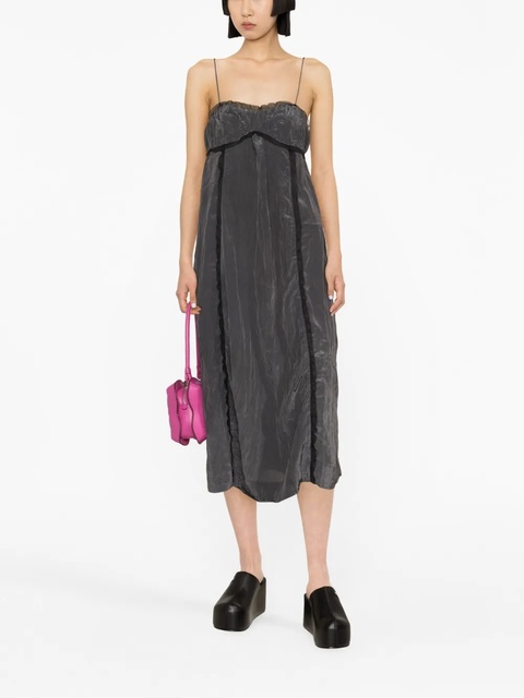 GANNI tulle-trim charmeuse slip dress - Grey - zdjęcie produktu nr 2