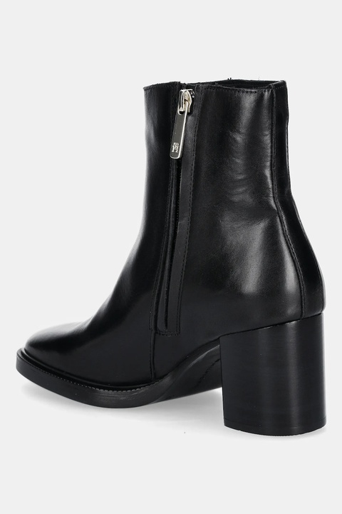 Tommy Hilfiger botki skórzane STACKED HEEL LEATHER ANKLE BOOT damskie kolor czarny na słupku FW0FW08864 - zdjęcie produktu nr 2