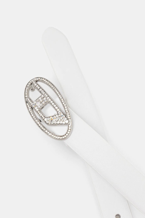 Diesel pasek skórzany OVAL D LOGO B-1DR STRASS 20 damski kolor biały X09972.P6364 - zdjęcie produktu nr 2