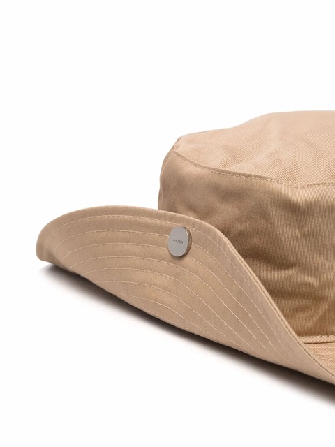 GANNI logo embroidered organic cotton sun hat - Brown - zdjęcie produktu nr 1