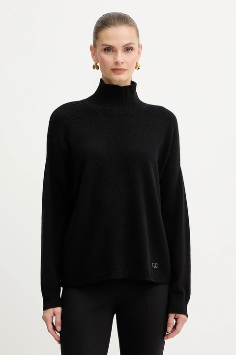 Liu Jo sweter wełniany damski kolor czarny z golfem MF5059 MS009 - zdjęcie produktu nr 1