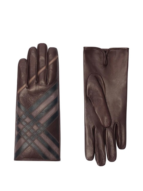Burberry check-pattern leather gloves - Brown - zdjęcie produktu nr 2