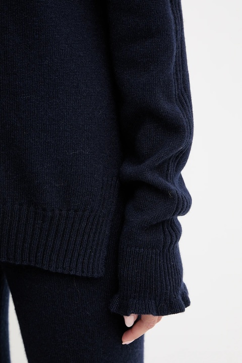Twinset sweter z wełną damski kolor granatowy z półgolfem 252TT3350 - zdjęcie produktu nr 2