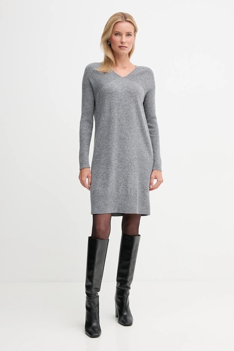 United Colors of Benetton sukienka z dodatkiem wełny kolor szary mini prosta 1044DV02C - zdjęcie produktu nr 1