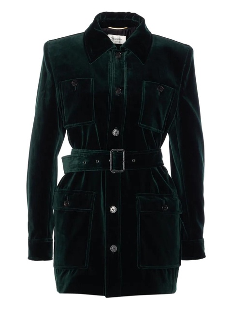 Saint Laurent belted velvet jacket - Green - zdjęcie produktu nr 1