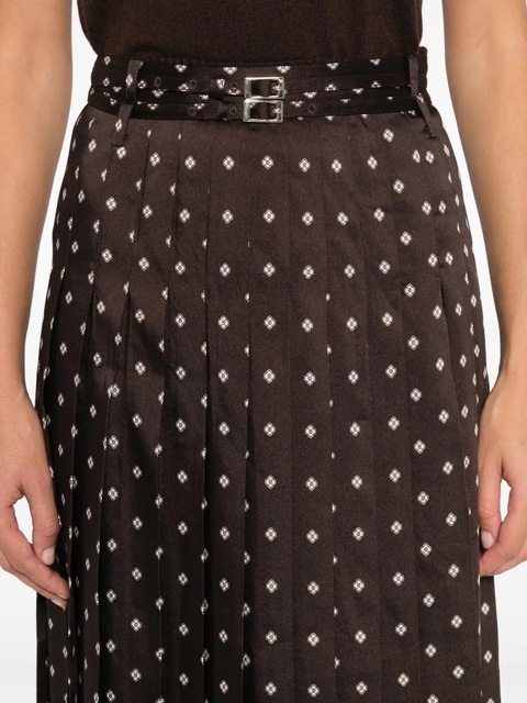 SANDRO pleated patterned midi skirt - Brown - zdjęcie produktu nr 2