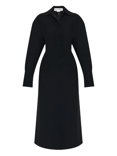 Victoria Beckham spread-collar long-sleeve midi dress - Black - zdjęcie produktu nr 1
