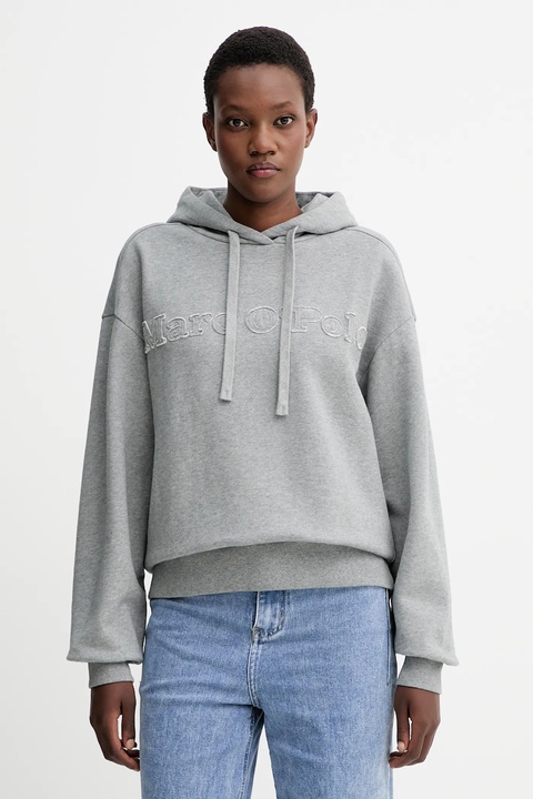 Marc O'Polo bluza bawełniana damska kolor szary z kapturem melanżowa 508403054089 - zdjęcie produktu nr 1