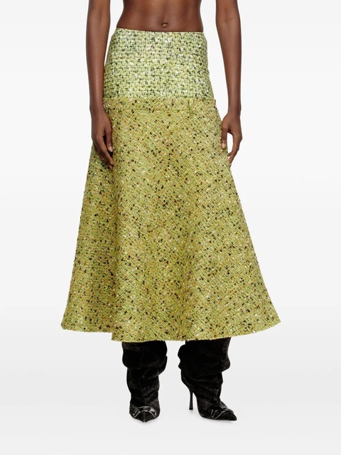 Diesel tweed-textured flared midi skirt - Green - zdjęcie produktu nr 1