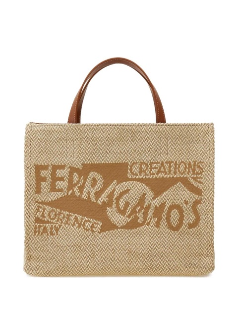 Ferragamo medium logo-embroidered tote bag - Neutrals - zdjęcie produktu nr 1