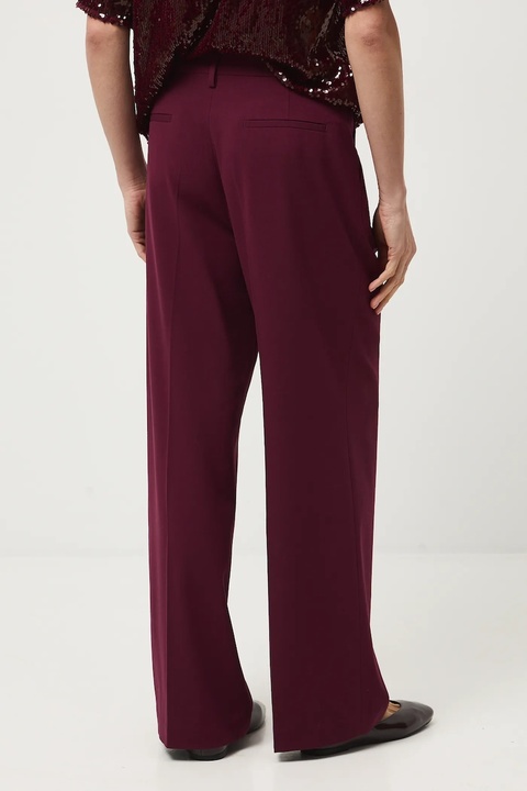 Medicine spodnie damskie kolor bordowy szerokie medium waist - zdjęcie produktu nr 2