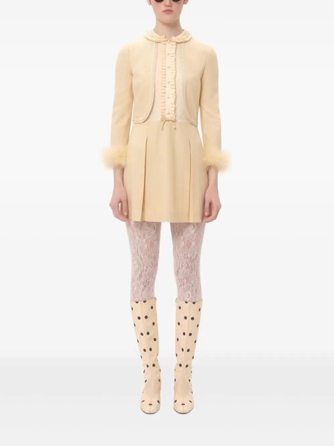 Valentino Garavani feather-trim mini dress - Neutrals - zdjęcie produktu nr 2