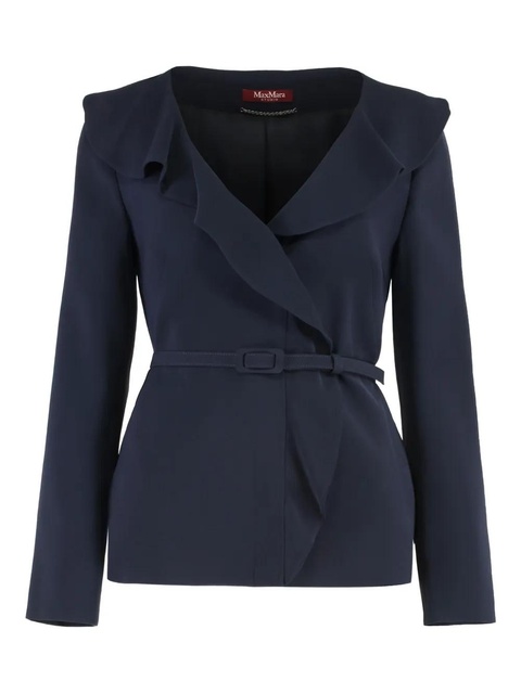 Max Mara Galizia ruffled-trim belted jacket - Blue - zdjęcie produktu nr 1