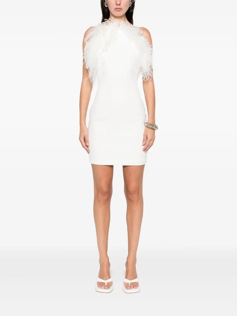 The Attico feather-trim mini dress - White - zdjęcie produktu nr 1