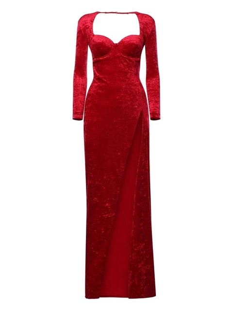 Balenciaga sweetheart long-sleeve maxi dress - Red - zdjęcie produktu nr 1
