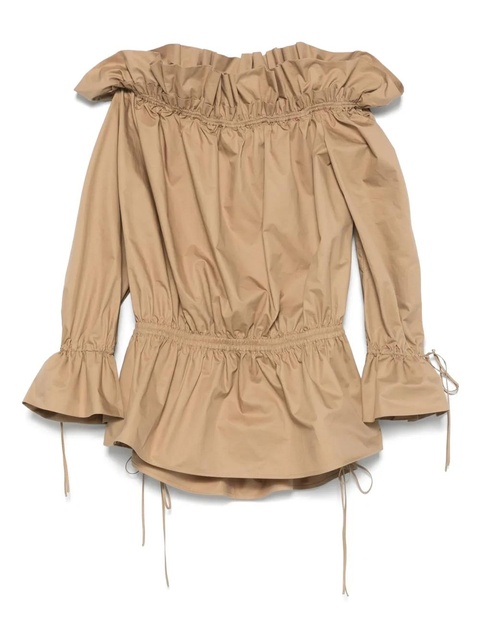 Saint Laurent off-shoulder mini dress - Brown - zdjęcie produktu nr 1