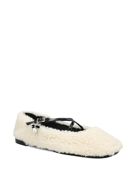Jimmy Choo shearling cross-strap ballerina flats - White - zdjęcie produktu nr 1