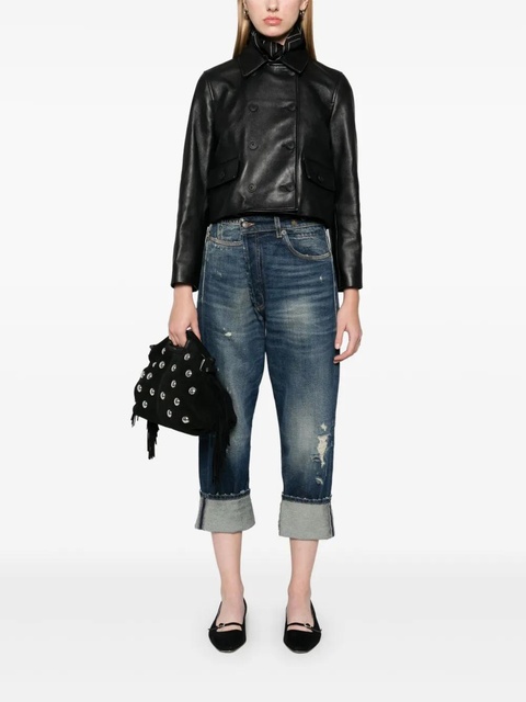Maje cropped leather jacket - Black - zdjęcie produktu nr 2