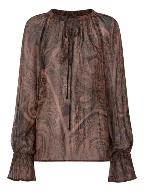 PINKO paisley-print ruffled blouse - Brown - zdjęcie produktu nr 1