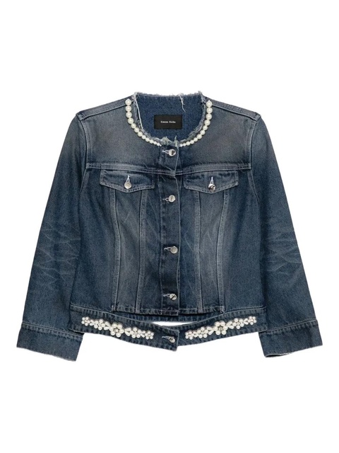 Simone Rocha distressed denim jacket - Blue - zdjęcie produktu nr 1