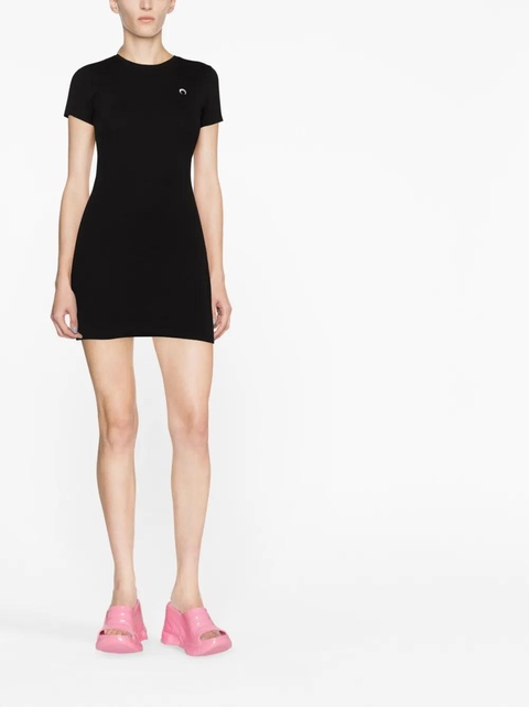 Marine Serre fine-ribbed organic cotton T-shirt dress - Black - zdjęcie produktu nr 2