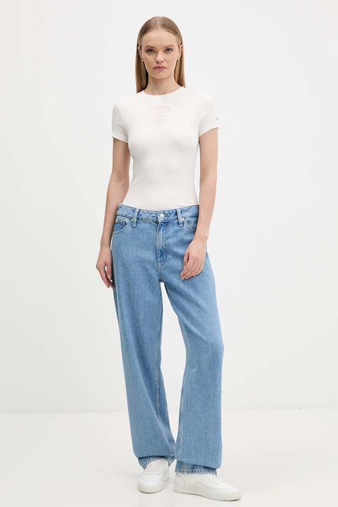 Tommy Jeans t-shirt damski kolor beżowy DW0DW21584 - zdjęcie produktu nr 2