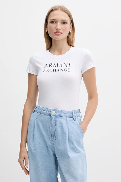 Armani Exchange t-shirt bawełniany damski kolor biały XW001357 AF10356 - zdjęcie produktu nr 1