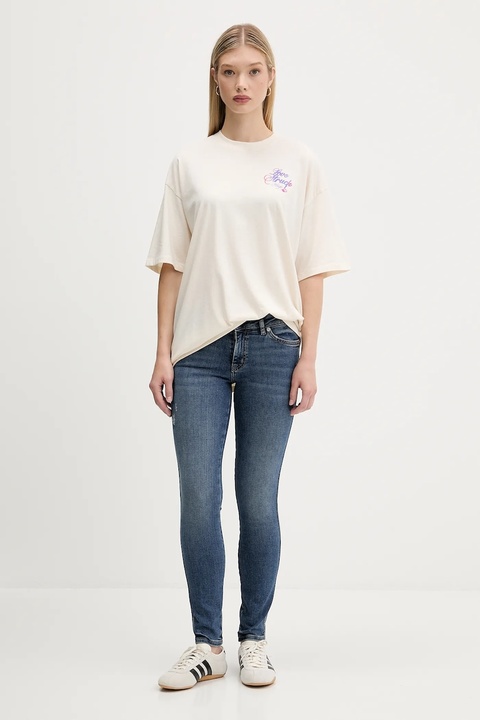 Hugo Blue t-shirt bawełniany damski kolor beżowy 50547957 - zdjęcie produktu nr 2