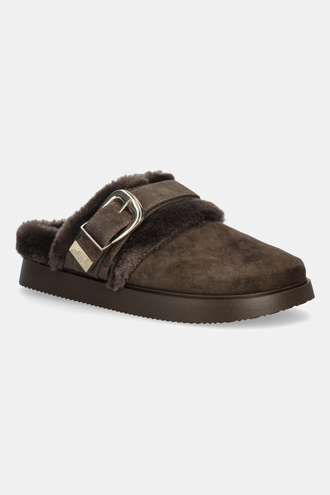 Steve Madden kapcie zamszowe Cozy Up kolor brązowy 11004964 - zdjęcie produktu nr 1